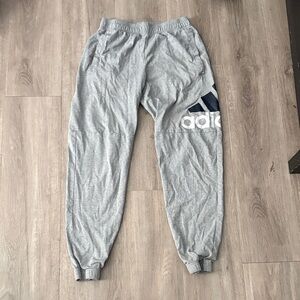 Adidas Men's Gray Joggers with Navy Details